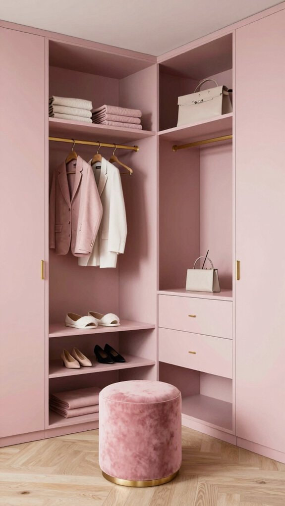 modern minimal pink closet
