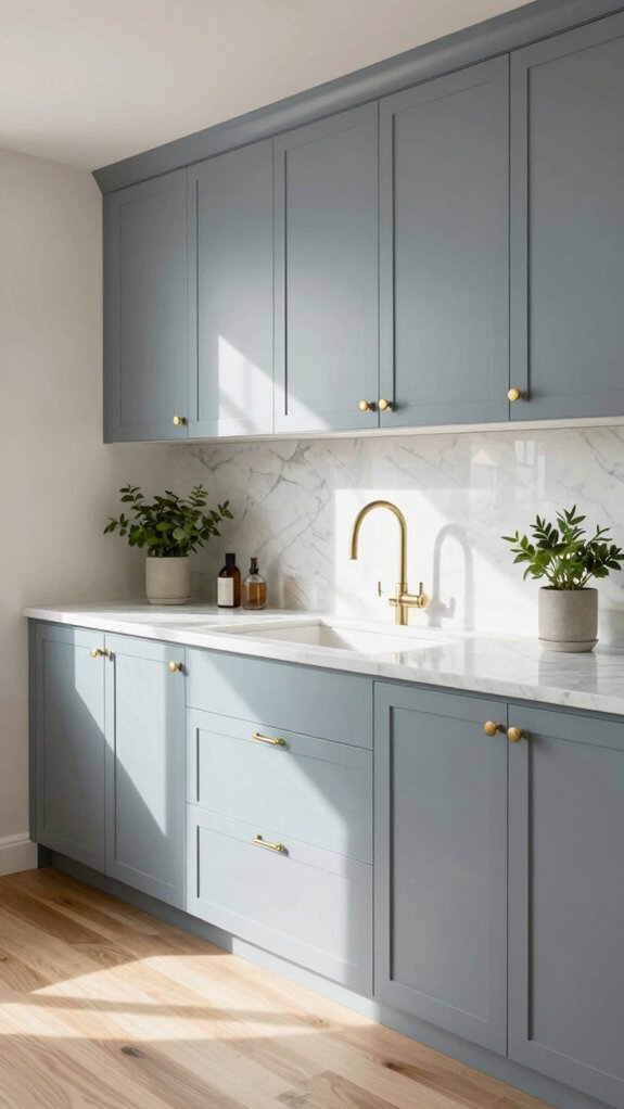 muted blue gray kitchen elegance