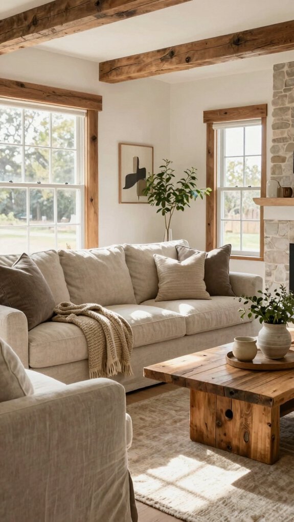 17 Modern Farmhouse Living Room Ideas for a Warm and Timeless Style 14 natural fabrics for comfort