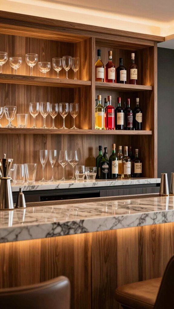 14 Under Bar Counter Ideas for Storage and Style 3 open shelving for organization