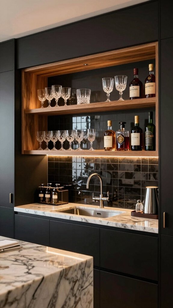 17 Wet Bar Ideas With Sink for Stylish and Functional Homes 9 open shelving wet bar