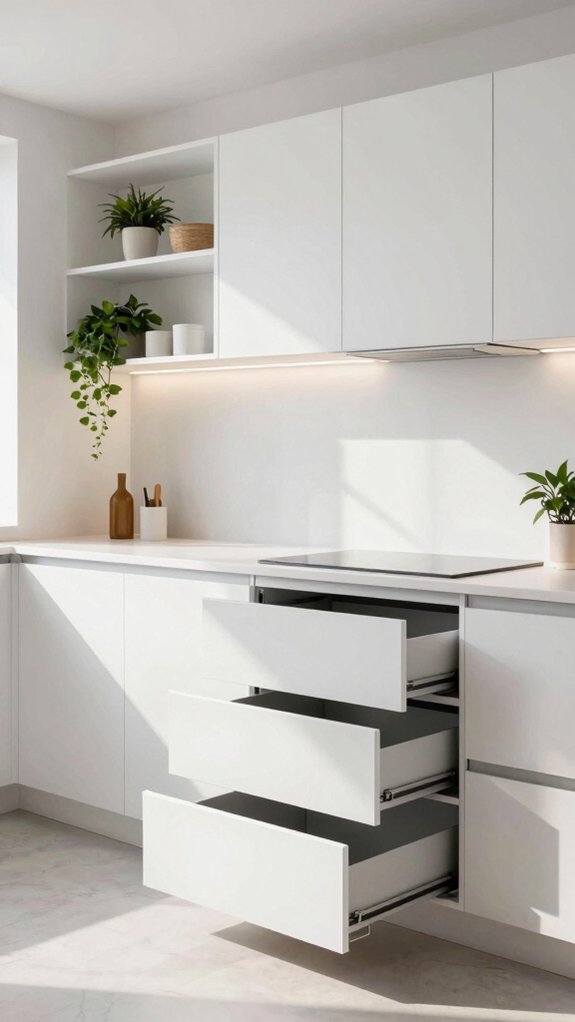 16 Kitchens Without Upper Cabinets for an Open and Airy Feel 4 optimized lower cabinet storage