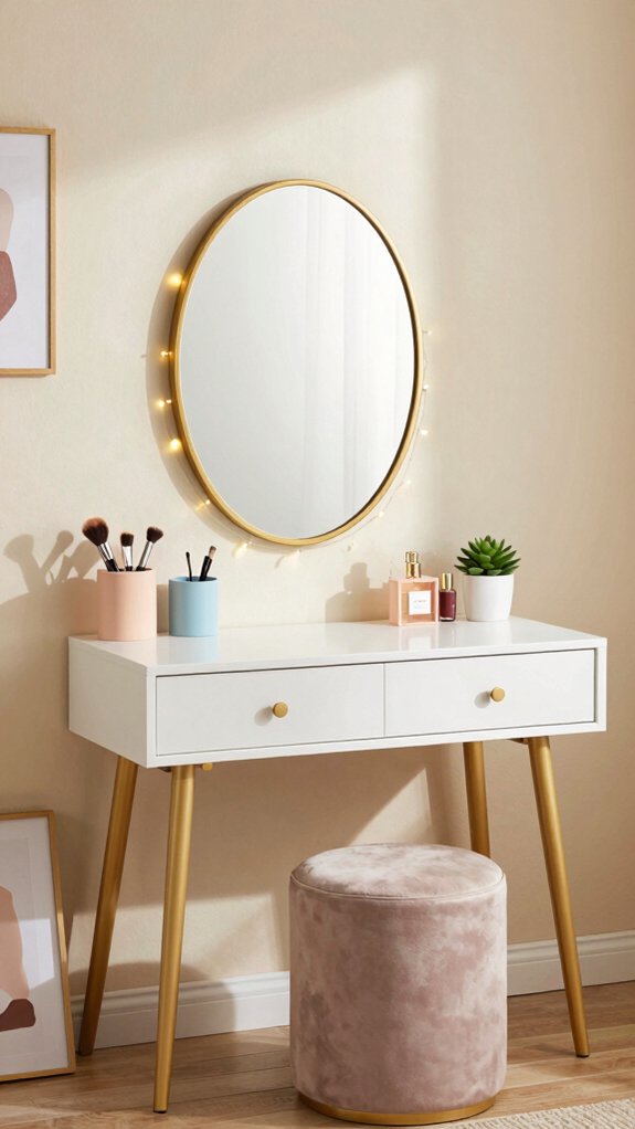personalized mirror and vanity