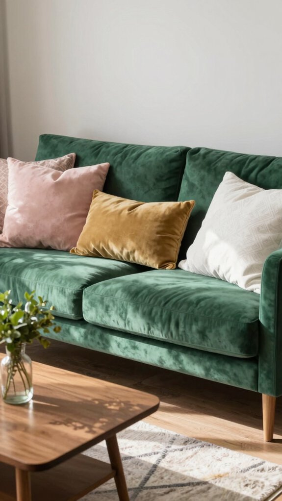 15 Green Couch Living Room Ideas That Feel Fresh and Balanced 5 pillow color and texture