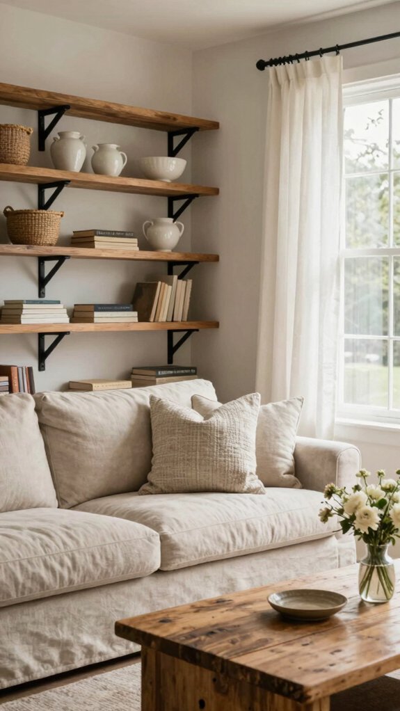 17 Modern Farmhouse Living Room Ideas for a Warm and Timeless Style 17 practical and pretty storage