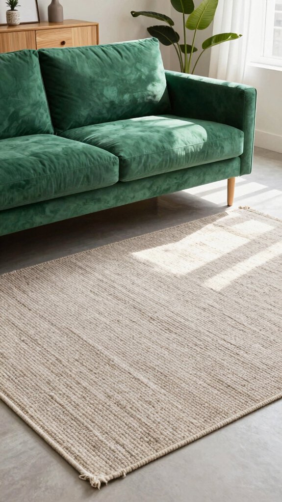 15 Green Couch Living Room Ideas That Feel Fresh and Balanced 9 rug selection for balance