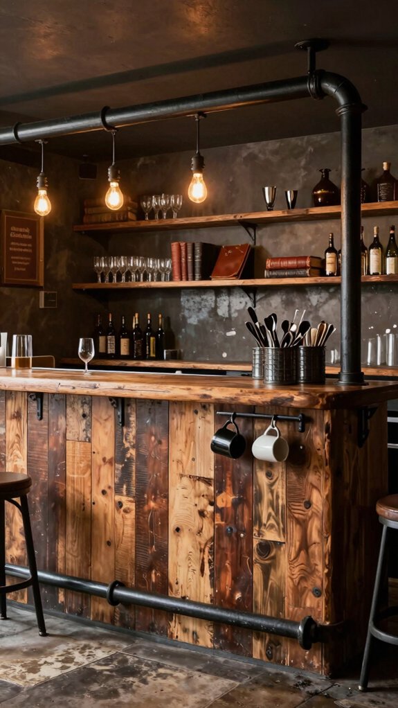 14 Under Bar Counter Ideas for Storage and Style 12 rustic industrial bar storage