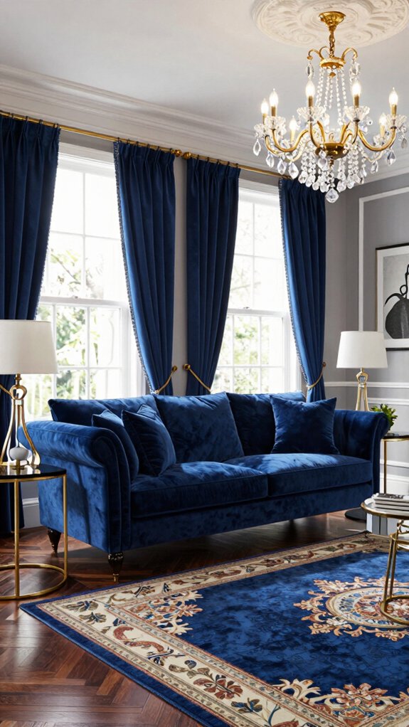 sapphire blue living room accents