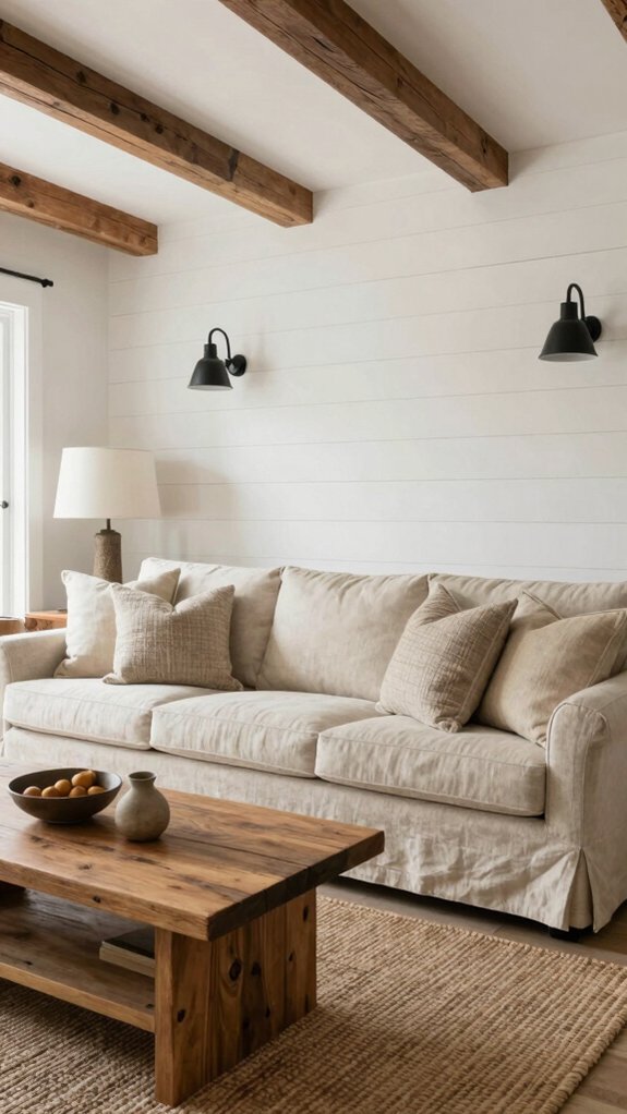 17 Modern Farmhouse Living Room Ideas for a Warm and Timeless Style 9 shiplap accent wall options