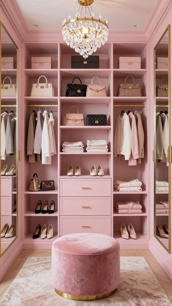 stylish organized pink closet