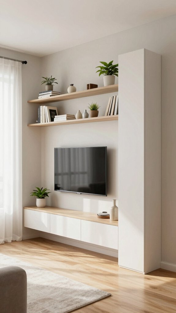 19 Small Living Room Decor Ideas That Make Any Space Feel Bigger 5 vertical storage enhances space