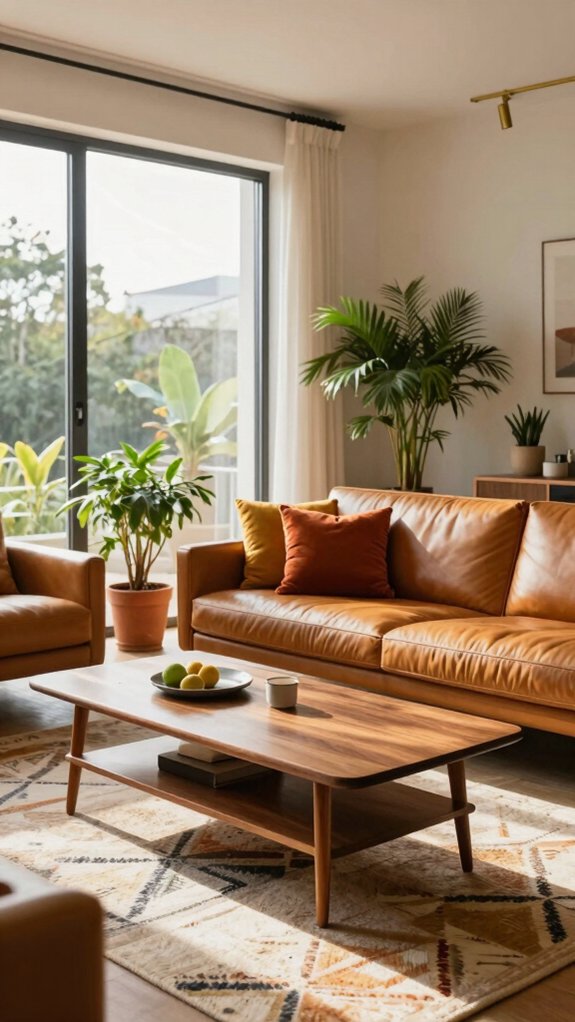 17 Mid Century Modern Living Room Ideas That Never Go Out of Style 17 warm wood cozy textiles