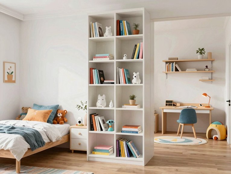 double sided anchored bookcase divider