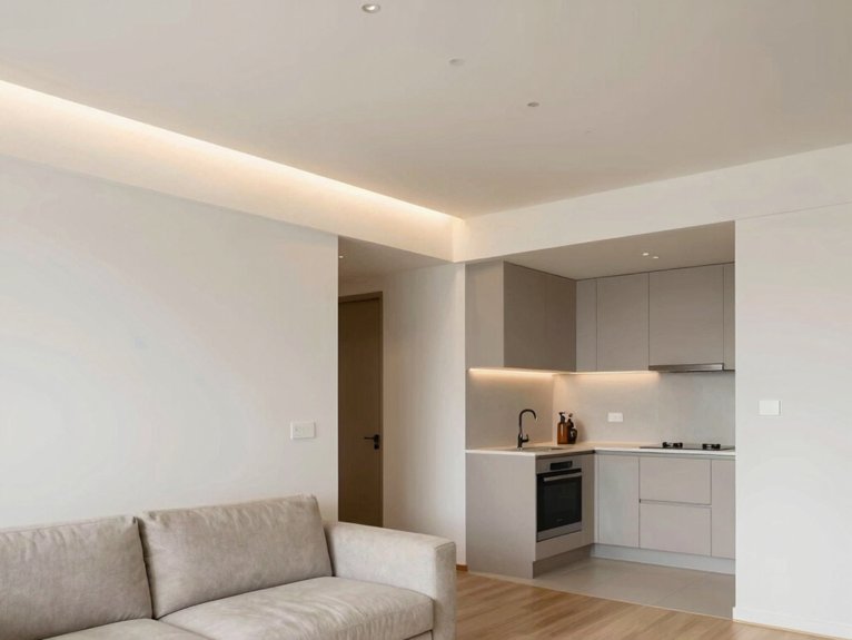 Kitchen and Living Room Divider Ideas for Small Spaces 15 false ceiling defines living zone