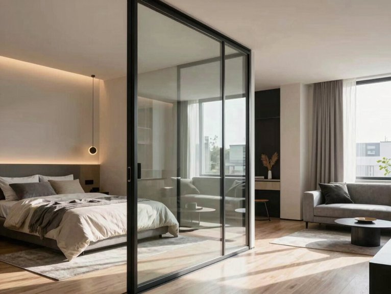 10 Room Divider Ideas for Studio Apartments 7 industrial tempered glass partition