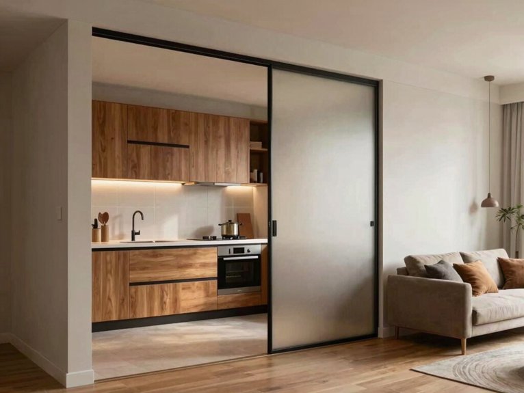 Kitchen and Living Room Divider Ideas for Small Spaces 16 portable freestanding reversible kitchen partitions