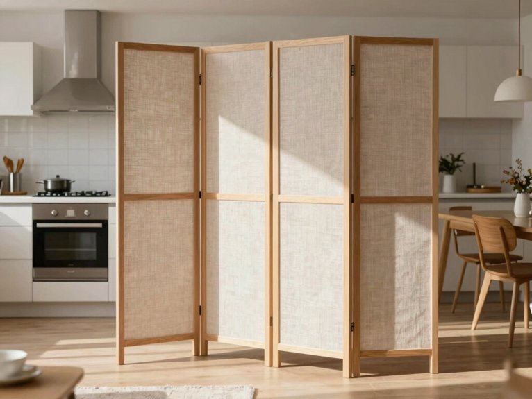 Kitchen and Living Room Divider Ideas for Small Spaces 17 portable tri panel bamboo privacy