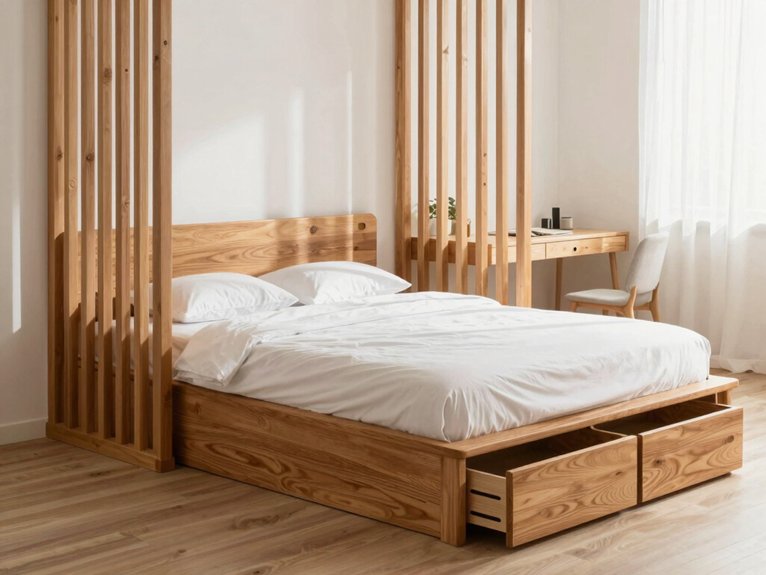 10 Room Divider Ideas for Studio Apartments 4 raised platform bed with storage
