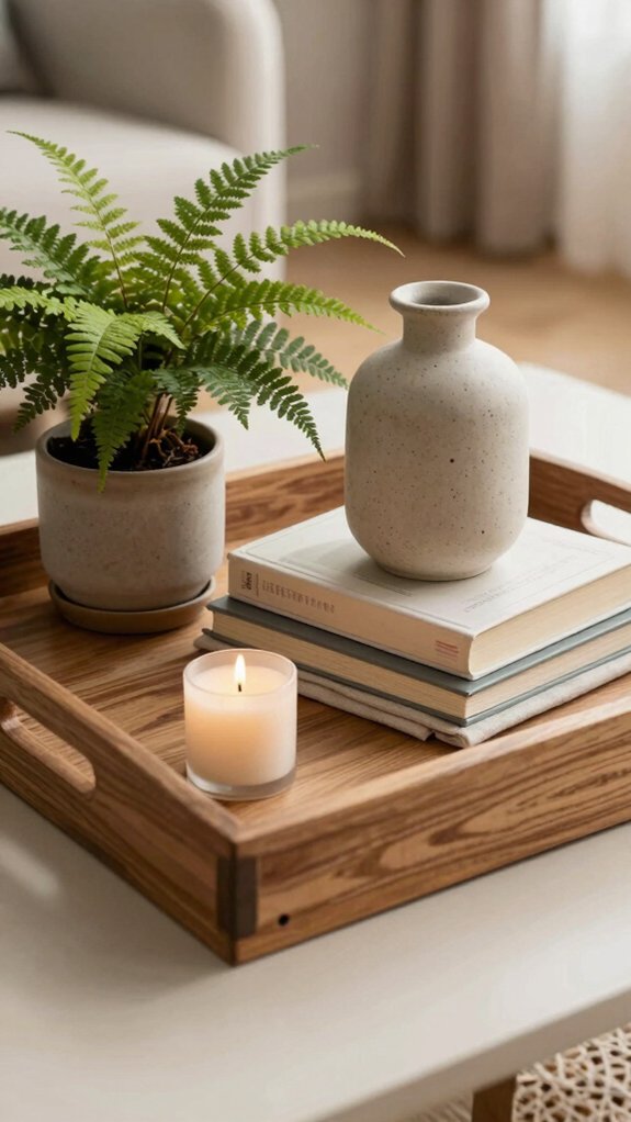 Decorative Tray Ideas for Living Room That Look Styled Not Cluttered 11 books and succulent tray