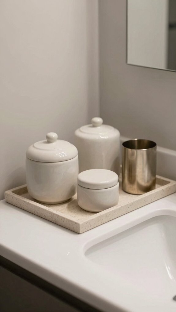 calm minimal vanity tray layout