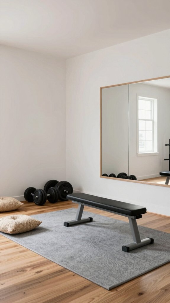 Home Gym Rooms Designed for Consistency, Not Motivation 19 calm palette with practical decor