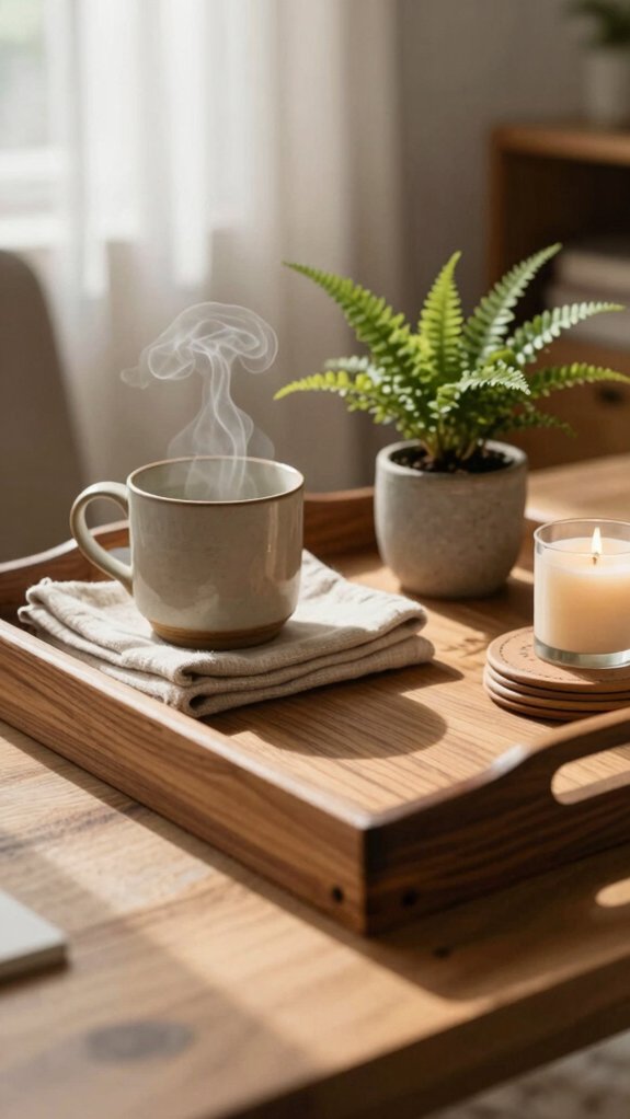 centered vase on neutral books