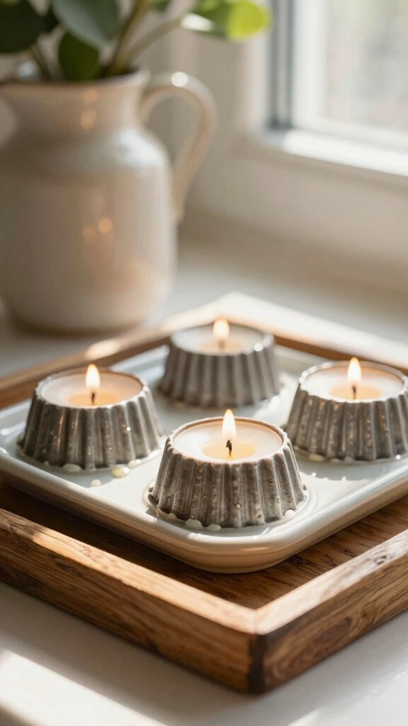 charming votive candles in tin