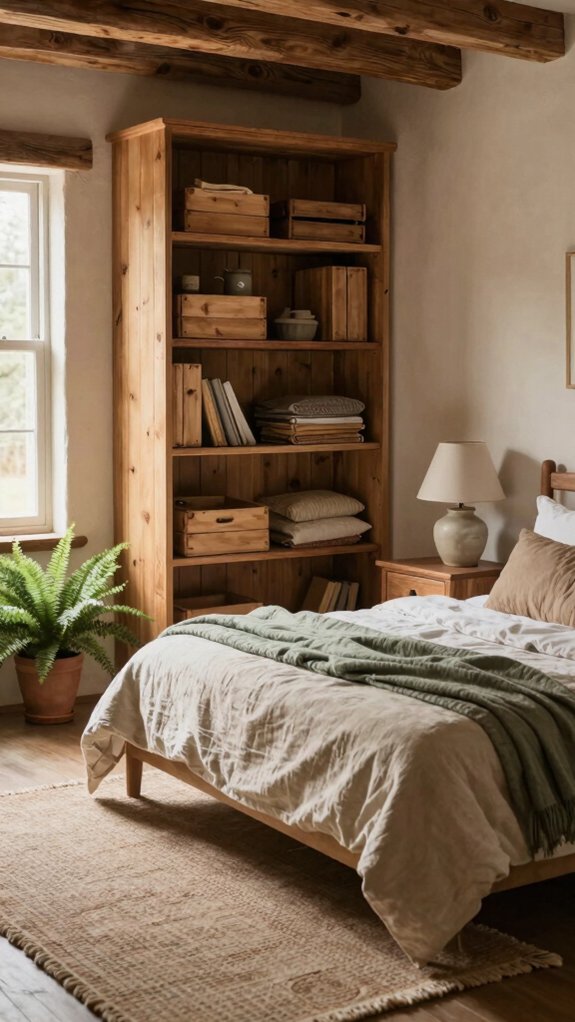 Farmhouse Bedroom Decor Ideas That Work Even Without a Closet 5 closet free cozy storage