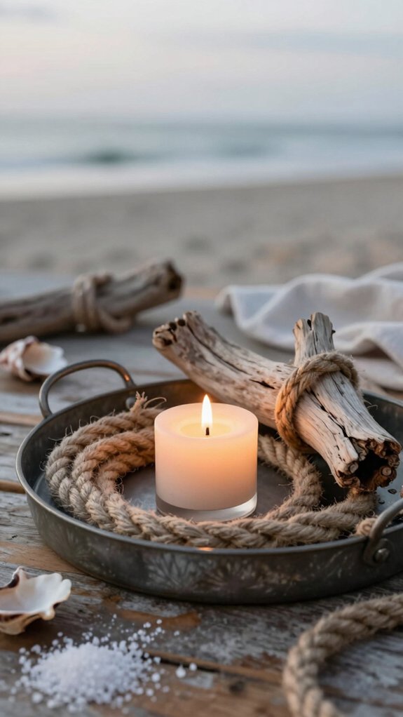 coastal twine sand candle tray