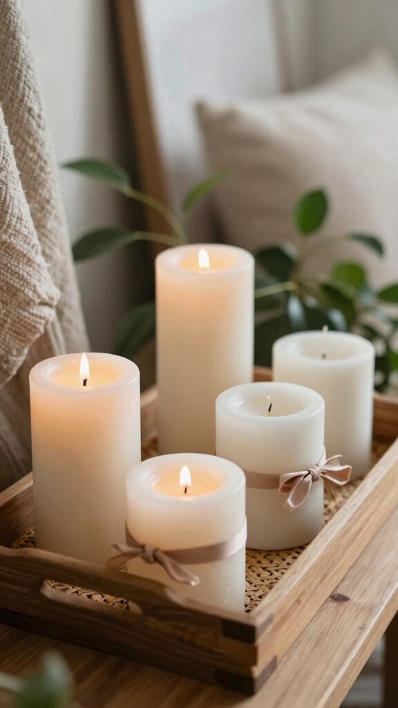 Candle Tray Decor Ideas That Instantly Make a Space Feel Warm and Elevated 6 color matched filler styling ideas
