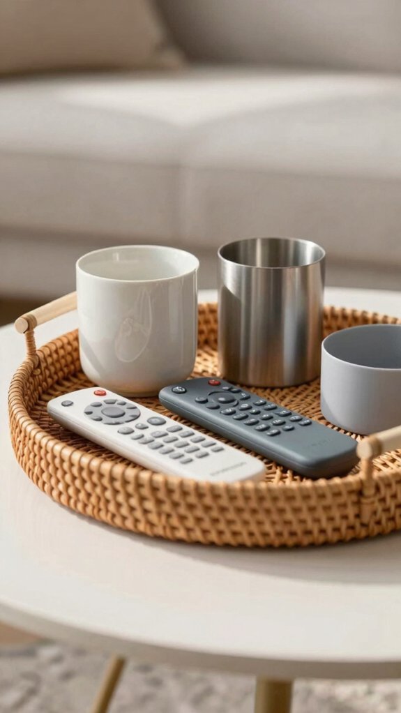 Decorative Tray Ideas for Living Room That Look Styled Not Cluttered 9 compartment tray cable free storage