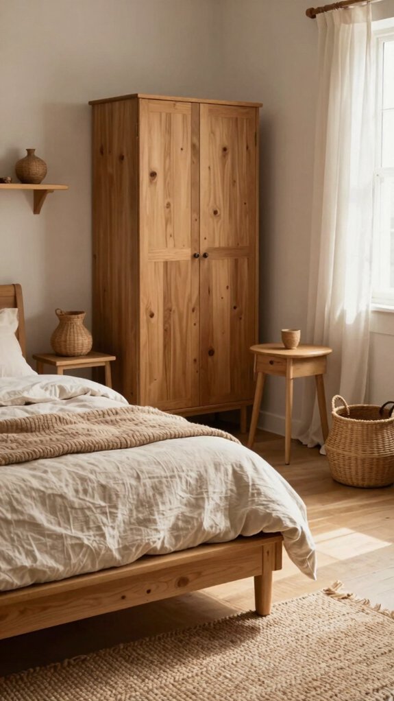 Farmhouse Bedroom Decor Ideas That Work Even Without a Closet 18 coziness without closet storage