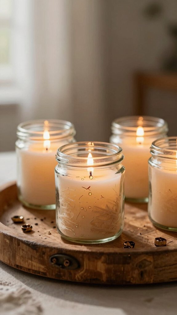 Candle Tray Decor Ideas That Instantly Make a Space Feel Warm and Elevated 16 cozy candles in clear jar