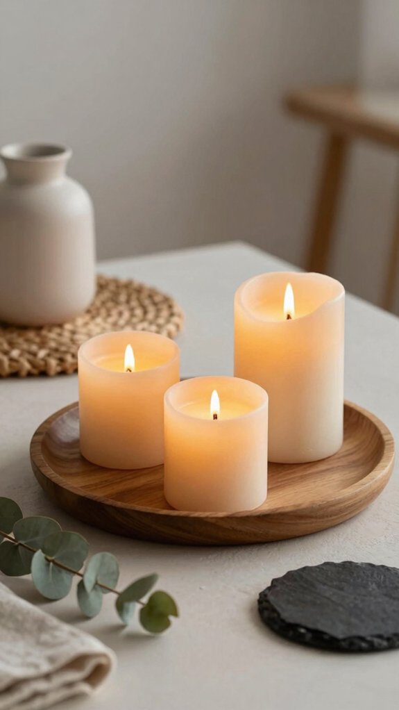 Candle Tray Decor Ideas That Instantly Make a Space Feel Warm and Elevated 17 cozy remote led candle glow