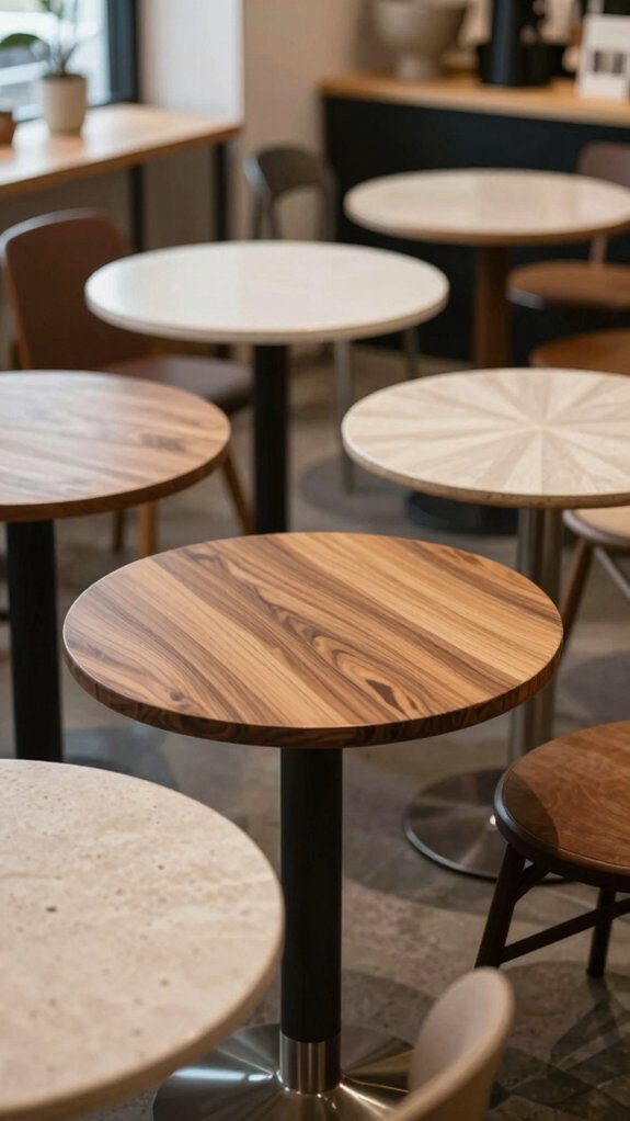cozy small round bistro tables