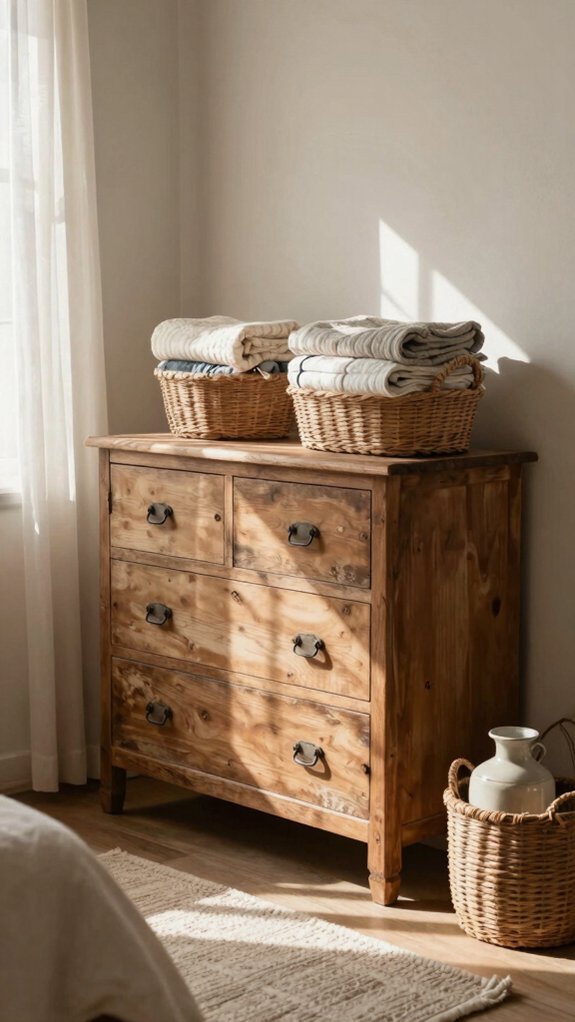 Farmhouse Bedroom Decor Ideas That Work Even Without a Closet 6 dresser drawer organization tips