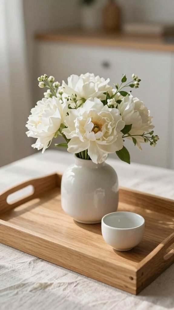 Minimal Tray Styling Ideas That Bring Balance to Your Home Decor 16 floral tray centerpiece guide