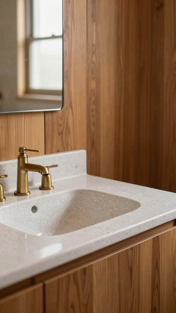 Mid Century Bathrooms That Feel Warm Without Looking Vintage 4 fluted wood texture upgrade