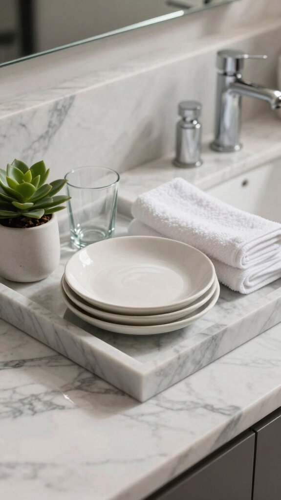 geometric marble vanity tray