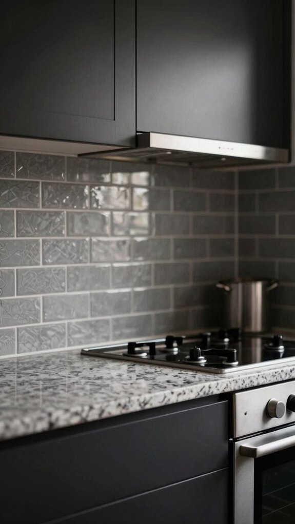 Black and Grey Kitchens That Don’t Feel Cold or Flat 7 grey patterned tile splashback