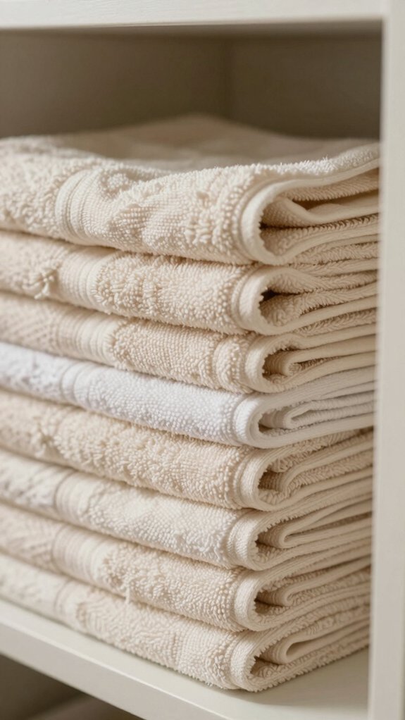 Towel Folding Methods That Actually Save Shelf Space 8 konmari rolled towel filing method