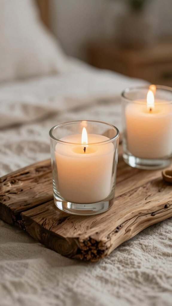 linen tray driftwood beach candles
