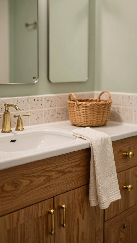 Mid Century Bathrooms That Feel Warm Without Looking Vintage 7 mid century floating storage