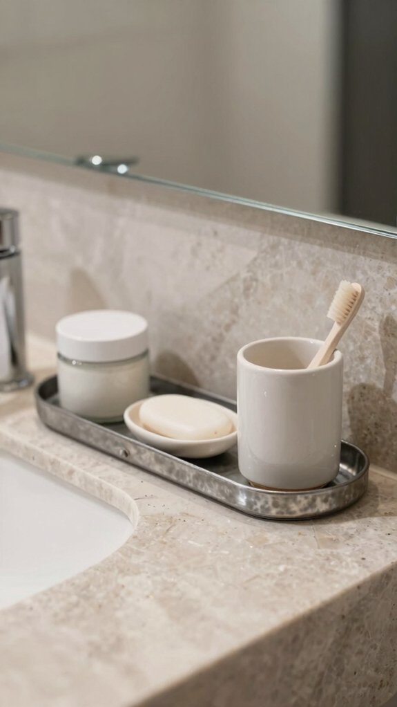 minimal mirror tray arrangement