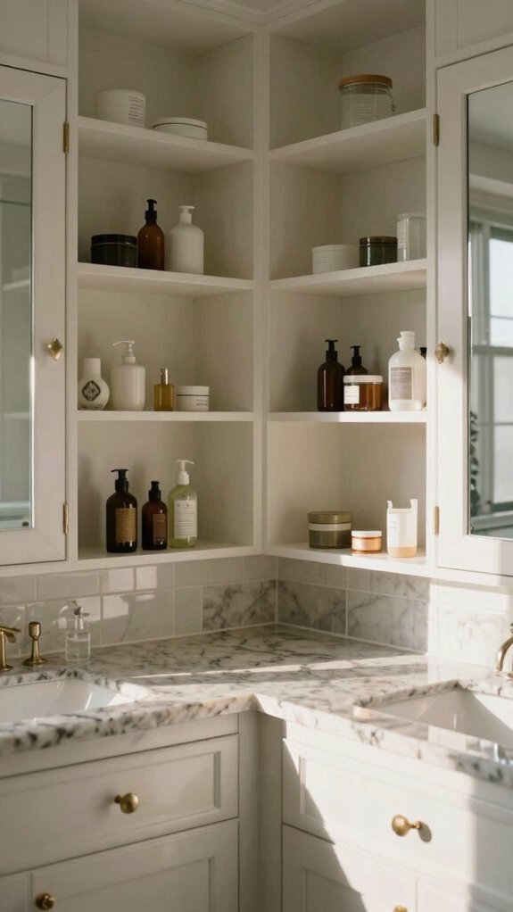 Built-In Shelves That Solve Storage Without Adding Furniture 9 mirrored storage for toiletries