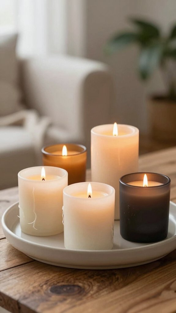 mirrored tray candle glow