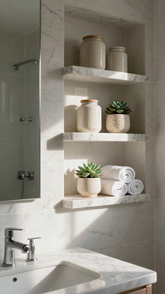 Built-In Shelves That Solve Storage Without Adding Furniture 8 moisture safe recessed bathroom storage