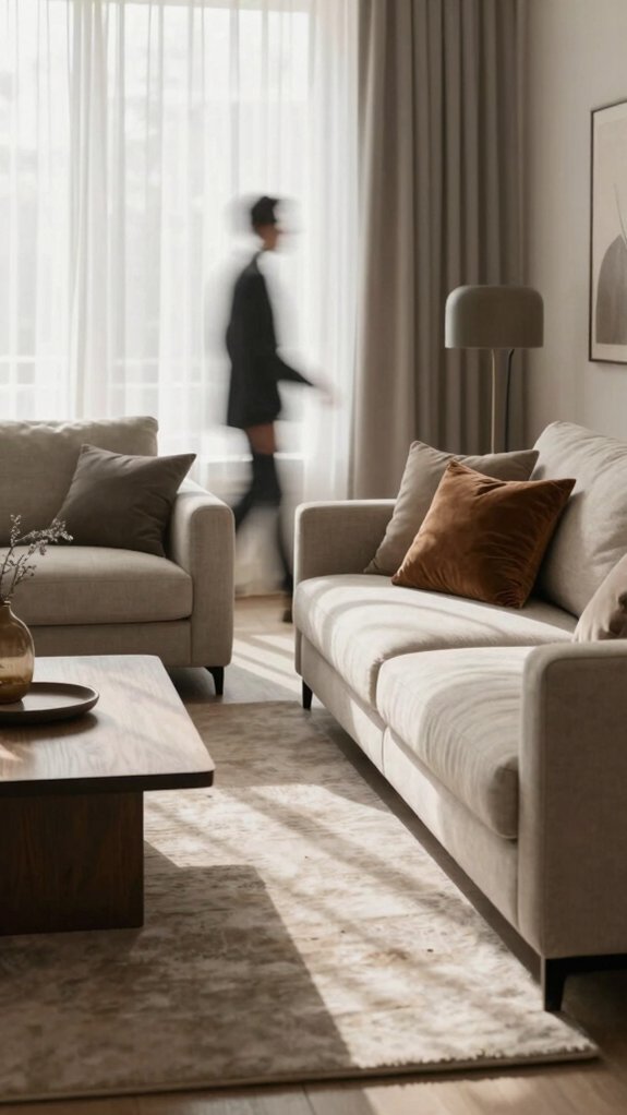Living Room Furniture Layouts Based on Movement Patterns 2 open pathways 18 inch clearance