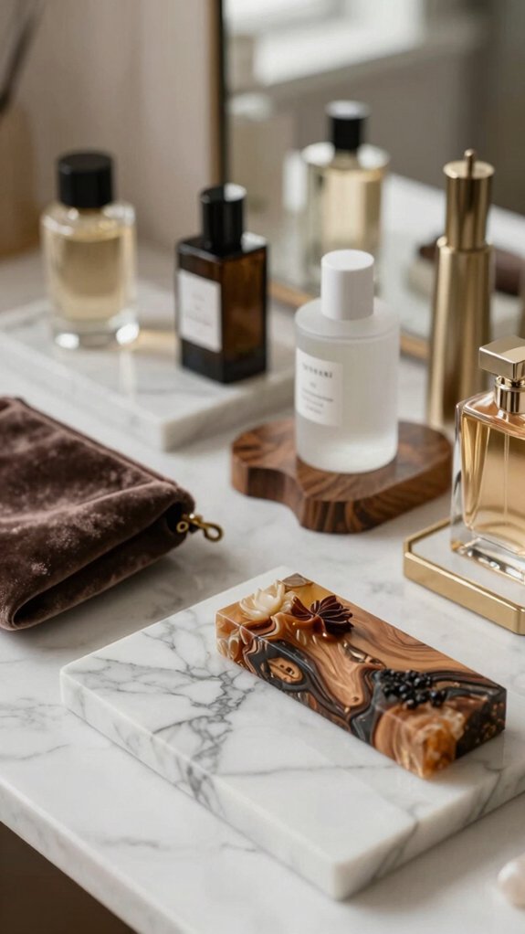 organic luxe marble vanity tray
