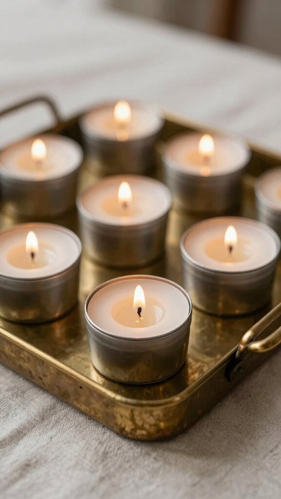 Candle Tray Decor Ideas That Instantly Make a Space Feel Warm and Elevated 14 reuse muffin tin votive candles